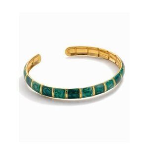 New! Sol Gold Plated Emerald Green Colorblock Colorful Cuff Bracelet NWOT
